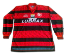 Camisa Flamengo Retrô Centenário Manga Longa Torcedor Umbro - Vermelho e Preto