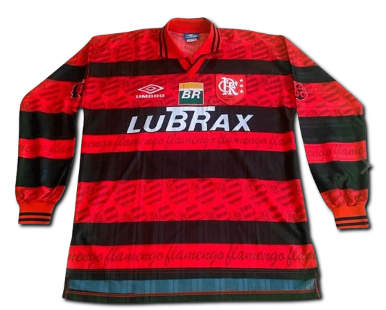Camisa Flamengo Retrô Centenário Manga Longa Torcedor Umbro - Vermelho e Preto