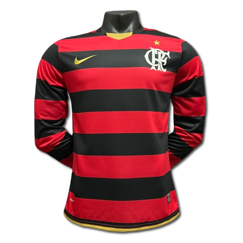 Camisa Flamengo Retrô Manga Longa Torcedor 2009 - Vermelho e Preto